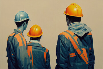 Poster - Civil Engineering Technicians ,Painting style V1 High quality 2d illustration