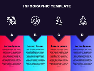 Sticker - Set line Bacteria, Man with excessive sweating, Runny nose and . Business infographic template. Vector