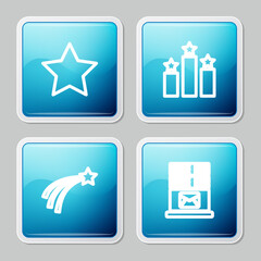 Poster - Set line Star, Ranking star, Falling and Mail server icon. Vector