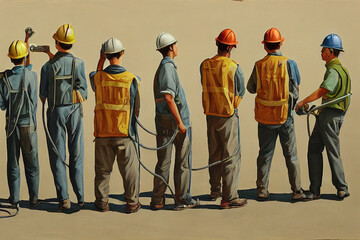 Poster - Civil Engineering Technicians ,Painting style V2 High quality 2d illustration