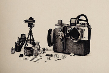 Poster - Camera and Photographic Equipment Repairers ,Hand Drawn V2 High quality 2d illustration