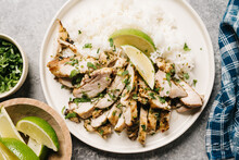 Sliced Cilantro Lime Chicken With Rice