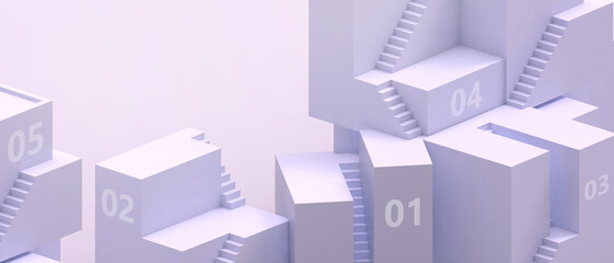 Poster - Creative idea. Abstract Background and ladder of success with thought leaders and business development concept on purple. connection, Digital, banner, copy space, digital, website -3d Rendering