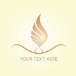 Candle fire logo isolated on light background.Mindfulness, relaxation, meditation icon. Elegant, luxury style illustration. Inner flame symbol.