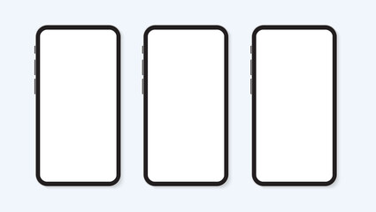 Wall Mural - modern smartphone with buttons mockup illustration set for social media advertisement