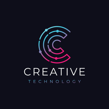creative letter C technology logo design