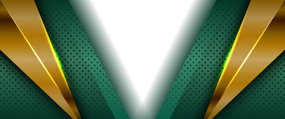 Poster - light luxury material modern party green geometrical gold with triangle golden decoration style diag