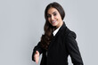 © Olena - Business woman in suit smiling friendly offering handshake as greeting and welcoming. Businesswoman giving a handshake. Offering handshake as greeting and welcoming. Female employee secretary.