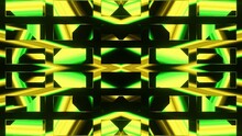 Green And Yellow Kaleidoscope Symmetrical Technological Pattern Seamless Loop Abstract Background