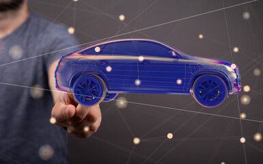 Poster - Energy car concept. Vehicle EV charge battery electric