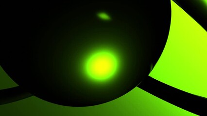 Poster - 3d metal ball with rotating rings. Design. Stylish 3D animation with metal ball and rotating rings. Close-up of part of ball with rotating orbital rings