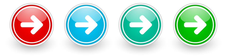 Poster - Up arrow vector icons, colorful glossy buttons on white