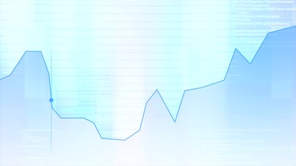 Aufkleber - Blue graph in animation. Motion. A drawn drawing in the program where it shows losses and an increase in the population of the planet.