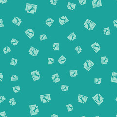 Poster - Green Laptop with wrench icon isolated seamless pattern on green background. Adjusting, service, setting, maintenance, repair, fixing. Vector
