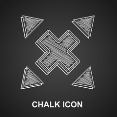 Poster - Chalk Many ways directional arrow icon isolated on black background. Vector