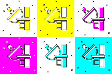 Sticker - Set Radar icon isolated on color background. Search system. Satellite sign. Vector