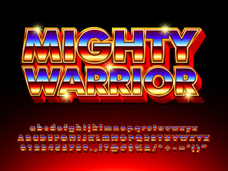 Fototapete - Mighty Warrior Strong Powerful Hot Glowing Text Effect