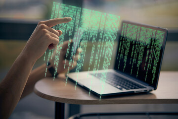 Programmers and cyber security technologies design websites and security in the Social World, cyberspace concepts.
