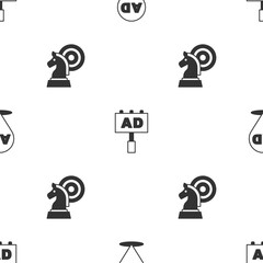 Poster - Set Advertising, and Chess on seamless pattern. Vector