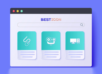 Poster - Set Web camera, Computer mouse and monitor icon. Vector