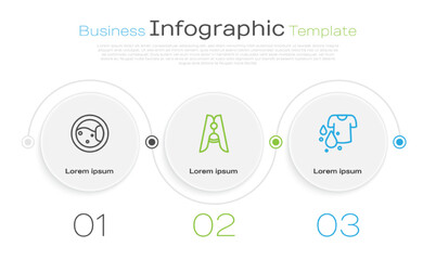 Sticker - Set line Washer, Clothes pin and Dirty t-shirt. Business infographic template. Vector