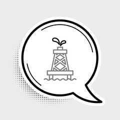 Poster - Line Oil rig icon isolated on grey background. Gas tower. Industrial object. Colorful outline concept. Vector