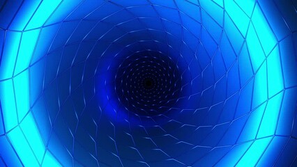 Poster - Psychedelic tunnel with flashing space. Design. Bright 3d tunnel is moving fast and blinking. Dizzying tunnel with flashing space in stream. Hyper or Cyber jump in space