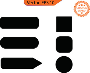 Wall Mural - Set of empty black buttons and sliders, web icons and game icon set. Button set color black. EPS 10