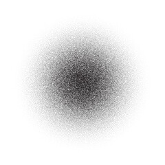 Poster - Grain circle gradient. Stippled round shape. Radial stochastic dotwork texture. Random grunge noise background. Black dots sphere. Halftone vector