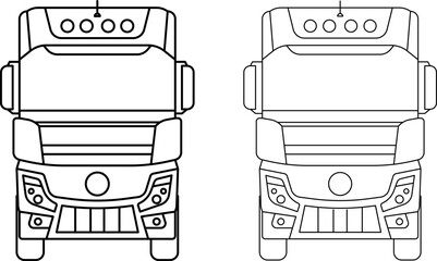 Wall Mural - Truck front line icon or logo. Container truck vector linear illustration.