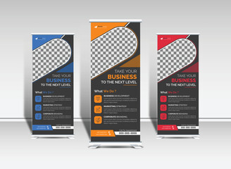 Wall Mural - Modern business roll up banner signage standee template unique design