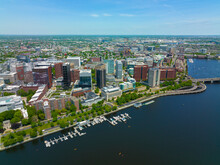 Cambridge Modern City Skyline Including Sloan School Of Management Of Massachusetts Institute Of Technology MIT Aerial View From Charles River, Cambridge, Massachusetts MA, USA. 