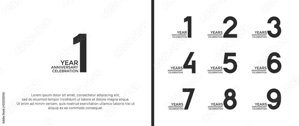 set of anniversary logotype black color on white background for ...