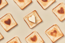Toasts With Burnt And Butter Hearts