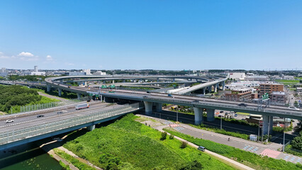 Poster - 高速道路のジャンクション　空撮