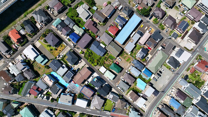 Poster - 住宅地と道路　真俯瞰　空撮