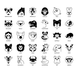 Set of animal 1 thin line icons for any web and app project.