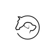 animal care horse and dog logo, dog and horse line vector symbol