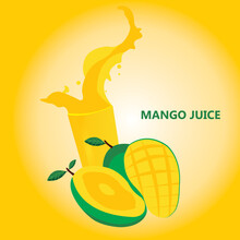 Fresh And Sweet Mango Fruit Juice Illustration. This Illustration Gives The Impression Of A Very Refreshing Drink. Suitable For Posters And Others