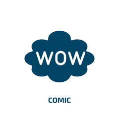 Poster - comic icon from activity and hobbies collection. Filled comic, retro, cloud glyph icons isolated on white background. Black vector comic sign, symbol for web design and mobile apps