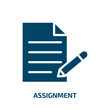 © Farahim - assignment icon from education collection. Filled assignment, business, checklist glyph icons isolated on white background. Black vector assignment sign, symbol for web design and mobile apps