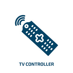 Poster - tv controller icon from computer collection. Filled tv controller, tv, controller glyph icons isolated on white background. Black vector tv controller sign, symbol for web design and mobile apps