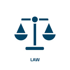 Poster - law icon from education collection. Filled law, judge, scale glyph icons isolated on white background. Black vector law sign, symbol for web design and mobile apps