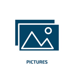 Poster - pictures icon from education collection. Filled pictures, camera, photo glyph icons isolated on white background. Black vector pictures sign, symbol for web design and mobile apps