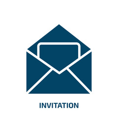 Poster - invitation icon from education collection. Filled invitation, celebration, gift glyph icons isolated on white background. Black vector invitation sign, symbol for web design and mobile apps