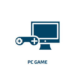 Poster - pc game icon from arcade collection. Filled pc game, gamepad, game glyph icons isolated on white background. Black vector pc game sign, symbol for web design and mobile apps