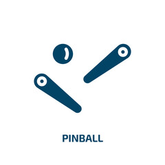 Poster - pinball icon from arcade collection. Filled pinball, activity, leisure glyph icons isolated on white background. Black vector pinball sign, symbol for web design and mobile apps