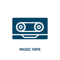 Poster - music tape icon from arcade collection. Filled music tape, sound, tape glyph icons isolated on white background. Black vector music tape sign, symbol for web design and mobile apps