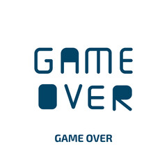 Poster - game over icon from arcade collection. Filled game over, game, over glyph icons isolated on white background. Black vector game over sign, symbol for web design and mobile apps