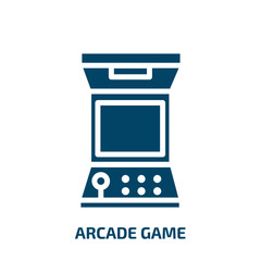 Poster - arcade game icon from arcade collection. Filled arcade game, play, game glyph icons isolated on white background. Black vector arcade game sign, symbol for web design and mobile apps
